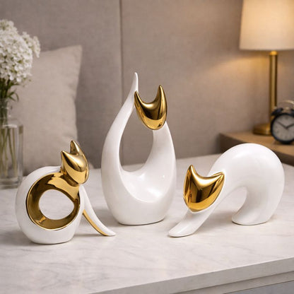 Abstract Ceramic Cat Sculpture