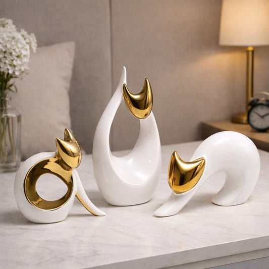 Abstract Ceramic Cat Sculpture