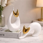 Modern Abstract Cat Figurine Set (Set of 3)