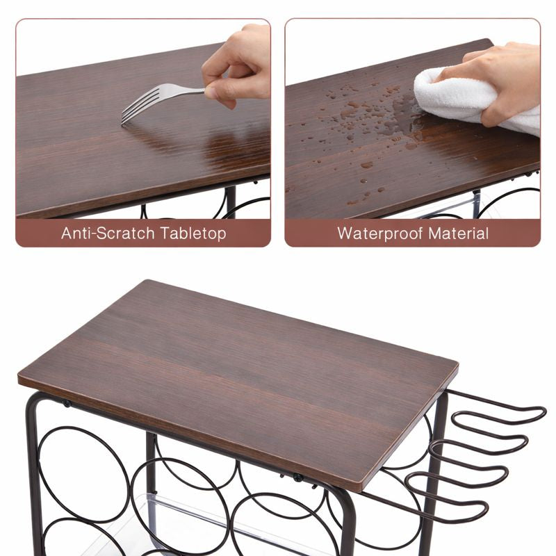 Countertop Wine Rack with Glass Holder & Cork Drawer