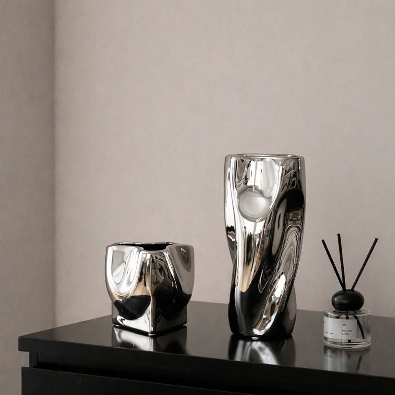 Modern Sculptural Stainless Steel Vase