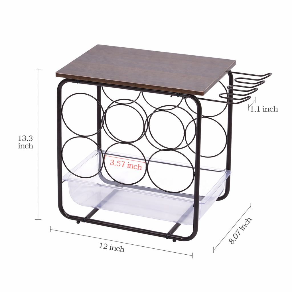 Countertop Wine Rack with Glass Holder & Cork Drawer