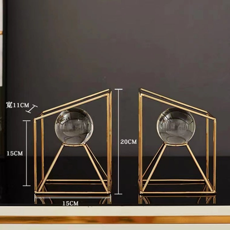 Crystal Sphere Bookends Set