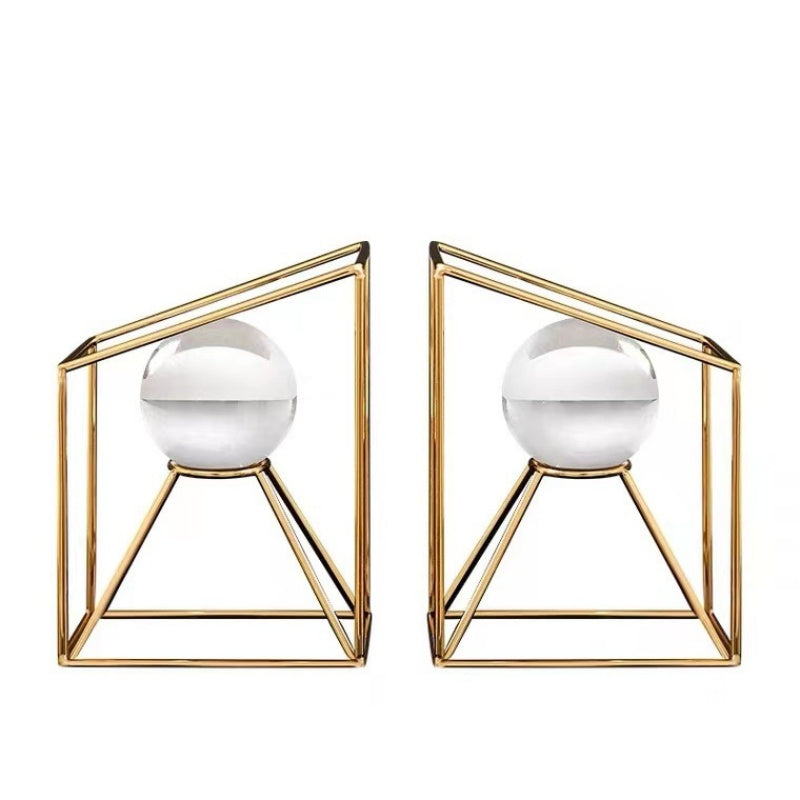 Crystal Sphere Bookends Set
