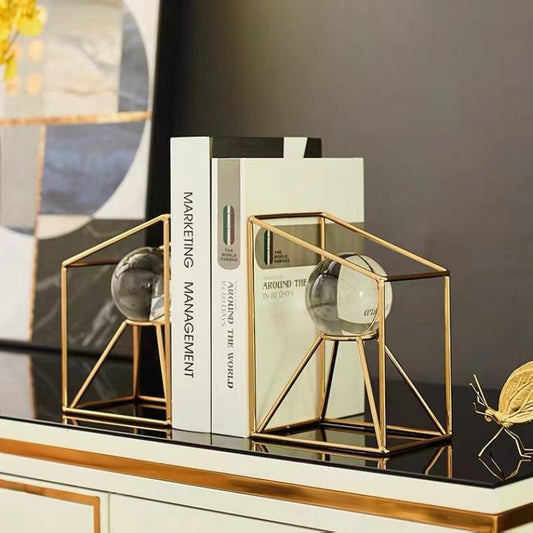 Crystal Sphere Bookends Set